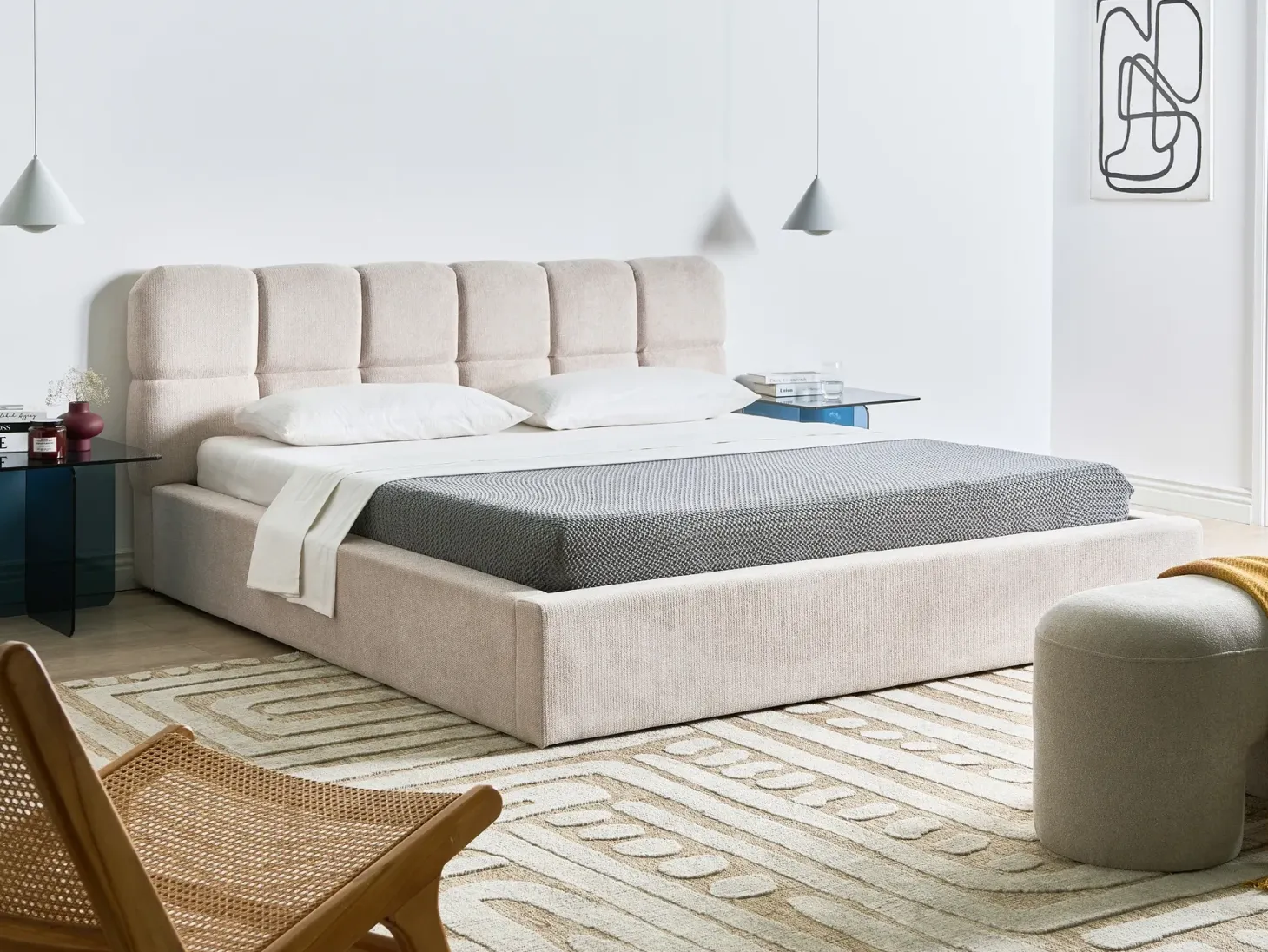 Seng med opbevaring BASTON Lys Beige 180 x 200 cm