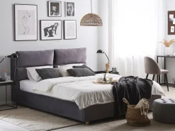 Seng med opbevaring BATILLY Velour Grå 180 x 200 cm