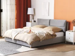 Seng med opbevaring BATILLY Velour Lysegrå 180 x 200 cm