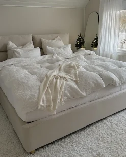 Seng med opbevaring BATILLY Velour Lys Beige 180 x 200 cm