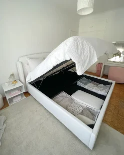 Seng med opbevaring BERNAY 180 x 200 cm Cremehvid