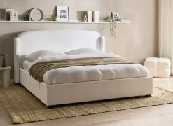 Seng med opbevaring BERNAY 180 x 200 cm Cremehvid