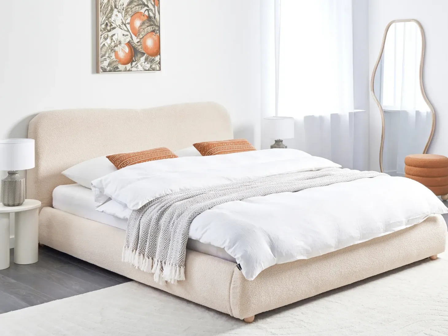 Seng med opbevaring BLAGNAC Boucle Lys Beige 180 x 200 cm