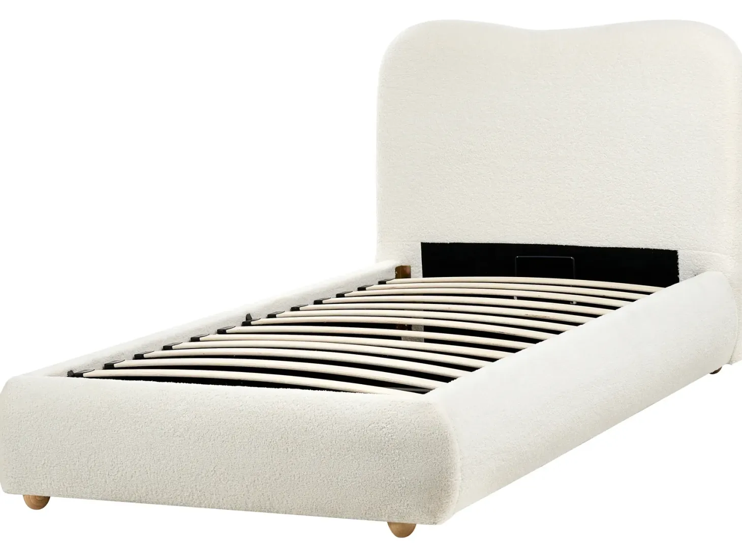 Seng med opbevaring BLAGNAC Boucle Cremehvid 90 x 200 cm