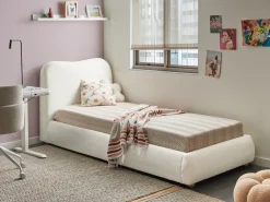Seng med opbevaring BLAGNAC Boucle Cremehvid 90 x 200 cm