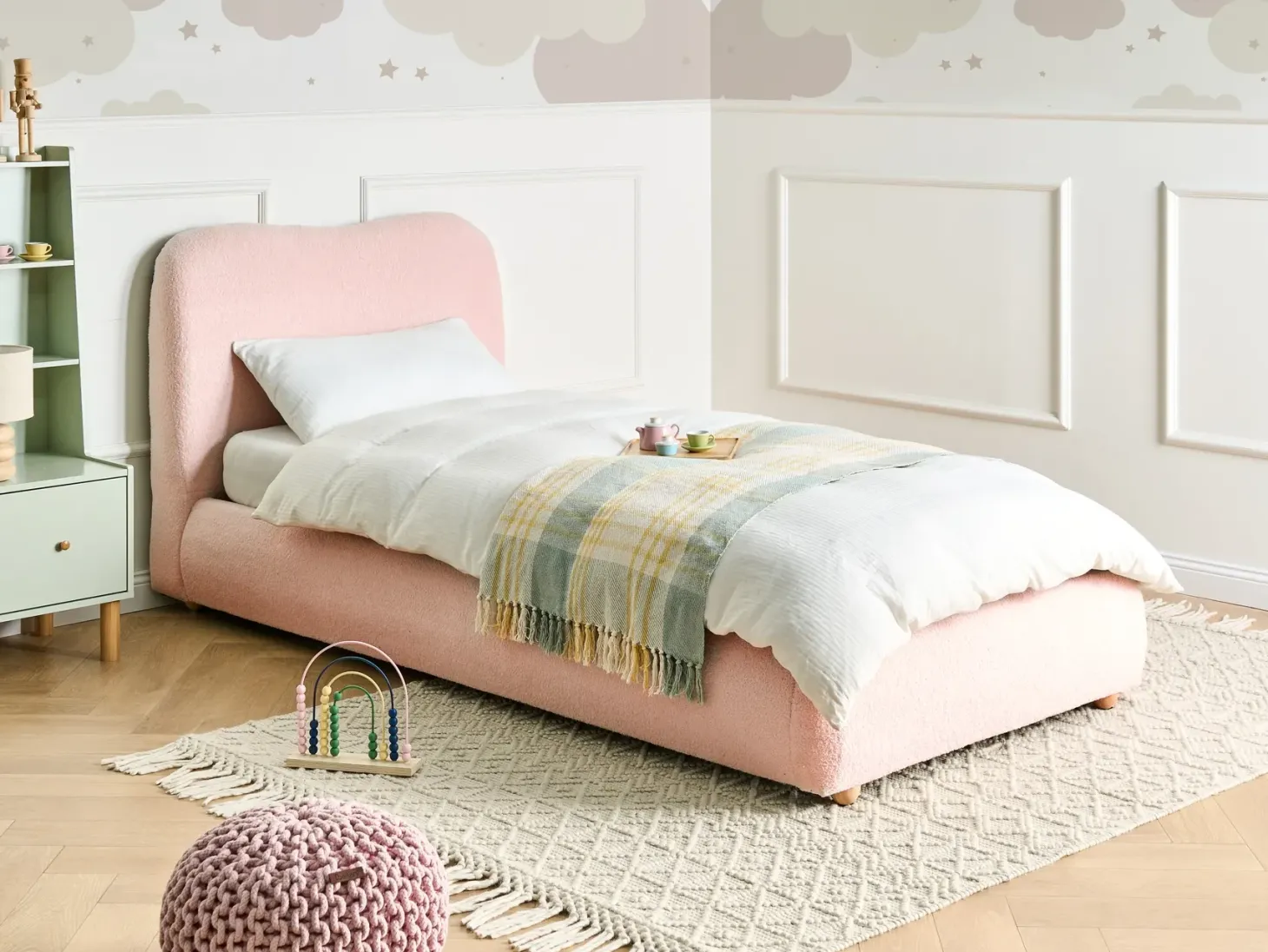 Seng med opbevaring BLAGNAC Boucle Lyserød 90 x 200 cm