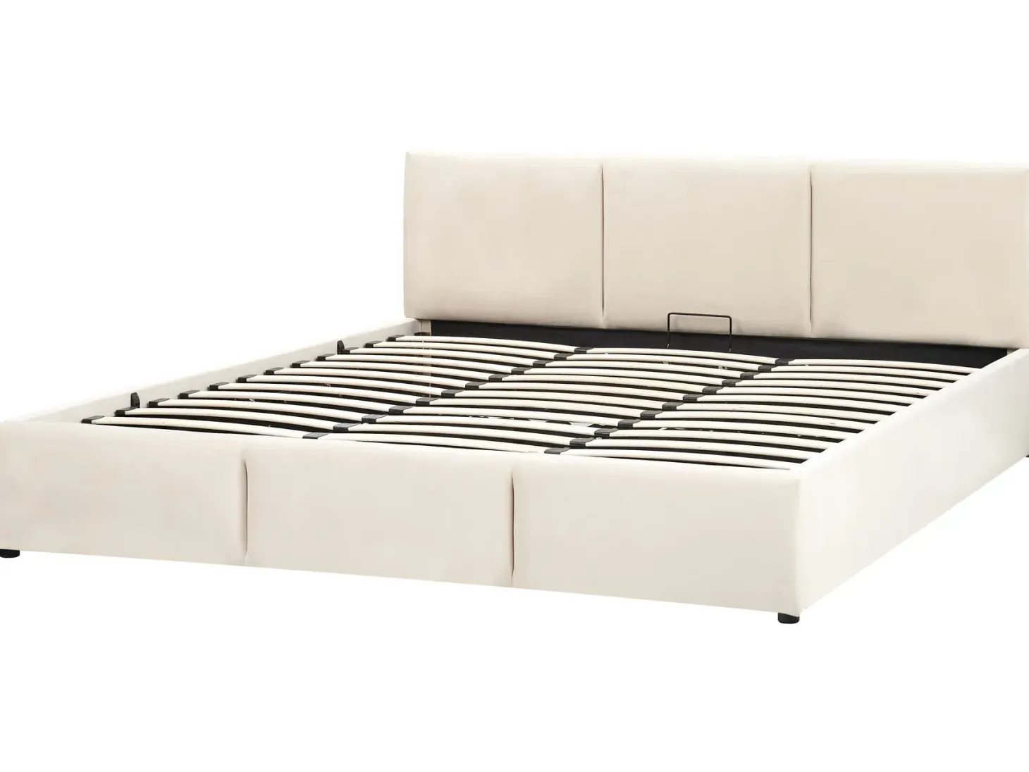 Seng med opbevaring BOUSSE Velour Lys Beige 180 x 200 cm