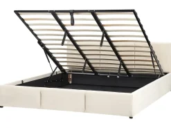 Seng med opbevaring BOUSSE Velour Lys Beige 180 x 200 cm