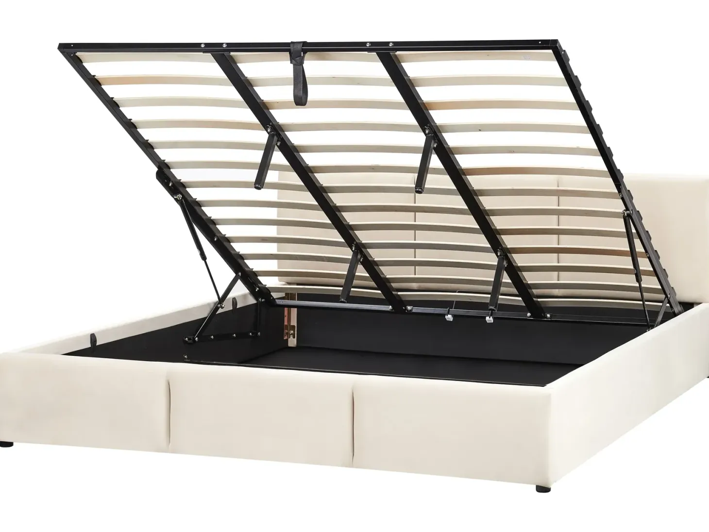 Seng med opbevaring BOUSSE Velour Lys Beige 180 x 200 cm
