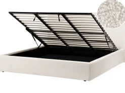 Seng med opbevaring BRENON Boucle Cremehvid 180 x 200 cm