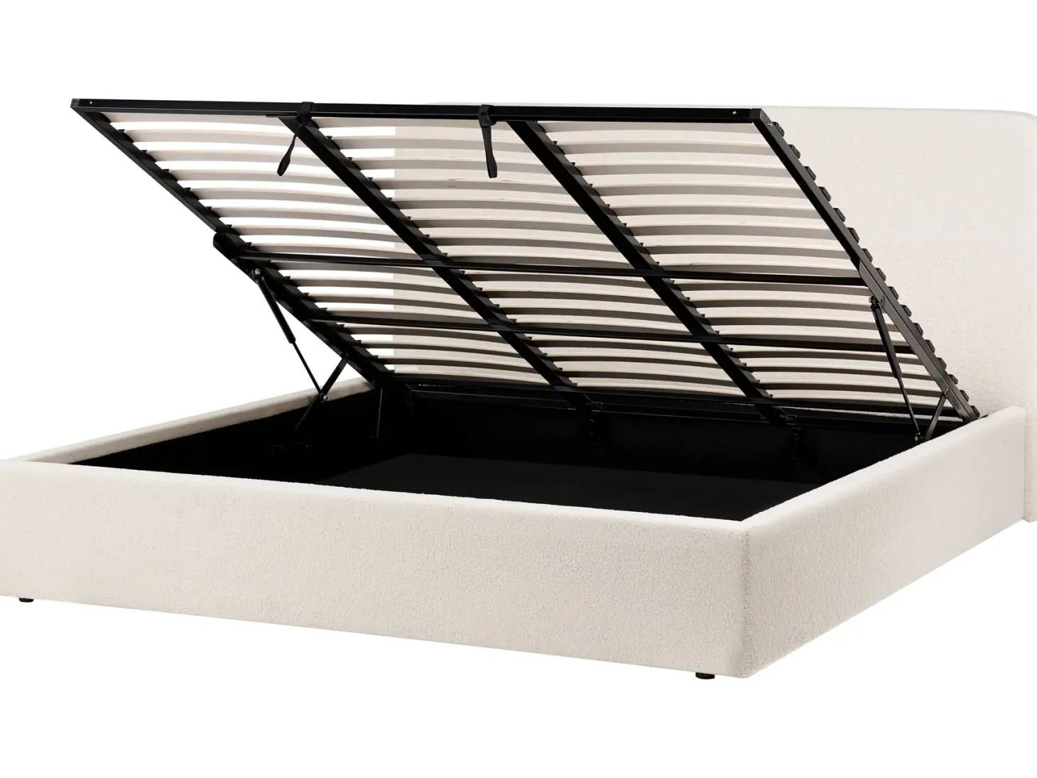 Seng med opbevaring BRENON Boucle Cremehvid 180 x 200 cm