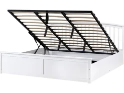 Seng med opbevaring CLARBEC Fyretræ Hvid 180 x 200 cm
