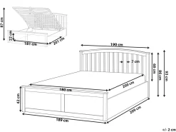 Seng med opbevaring CLARBEC Fyretræ Hvid 180 x 200 cm