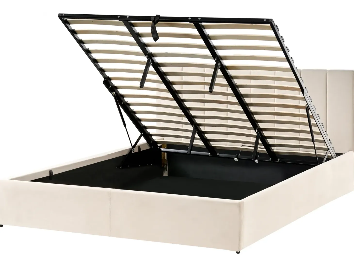 Seng med opbevaring DREUX Velour Lys Beige 180 x 200 cm