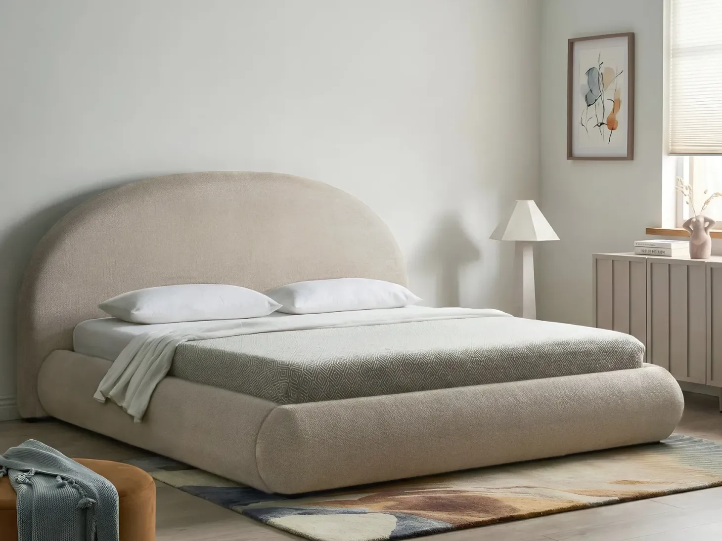 Seng med opbevaring GRASSE Lys Beige 180 x 200 cm