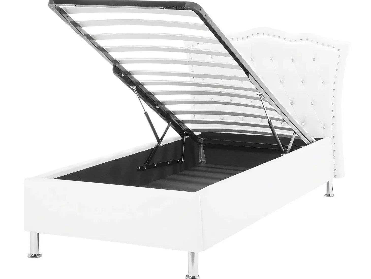 Seng med opbevaring Kunstlæder METZ 90 x 200 cm Hvid