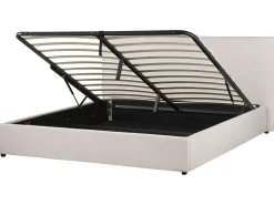Seng med opbevaring LAVAUR Velour Cremehvid 180 x 200 cm