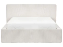 Seng med opbevaring LILLEBONNE Fløjl Lys Beige 140 x 200 cm