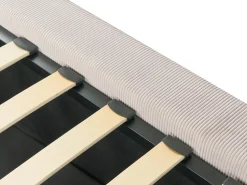 Seng med opbevaring LILLEBONNE Fløjl Lys Beige 140 x 200 cm