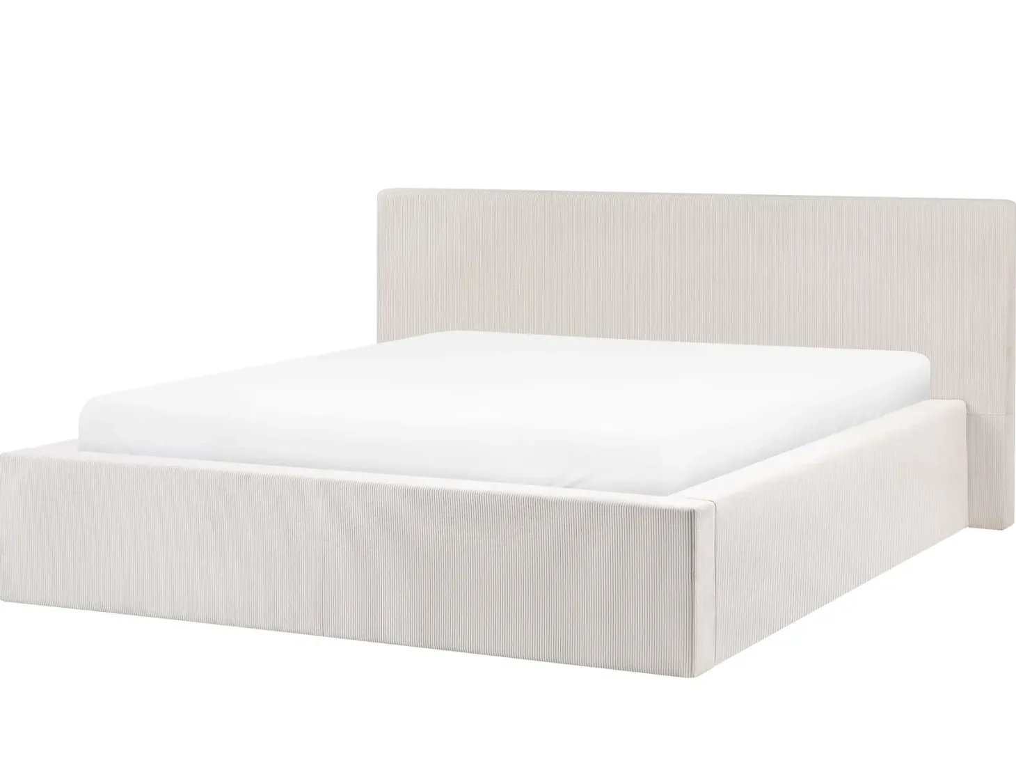 Seng med opbevaring LILLEBONNE Fløjl Lys Beige 160 x 200 cm