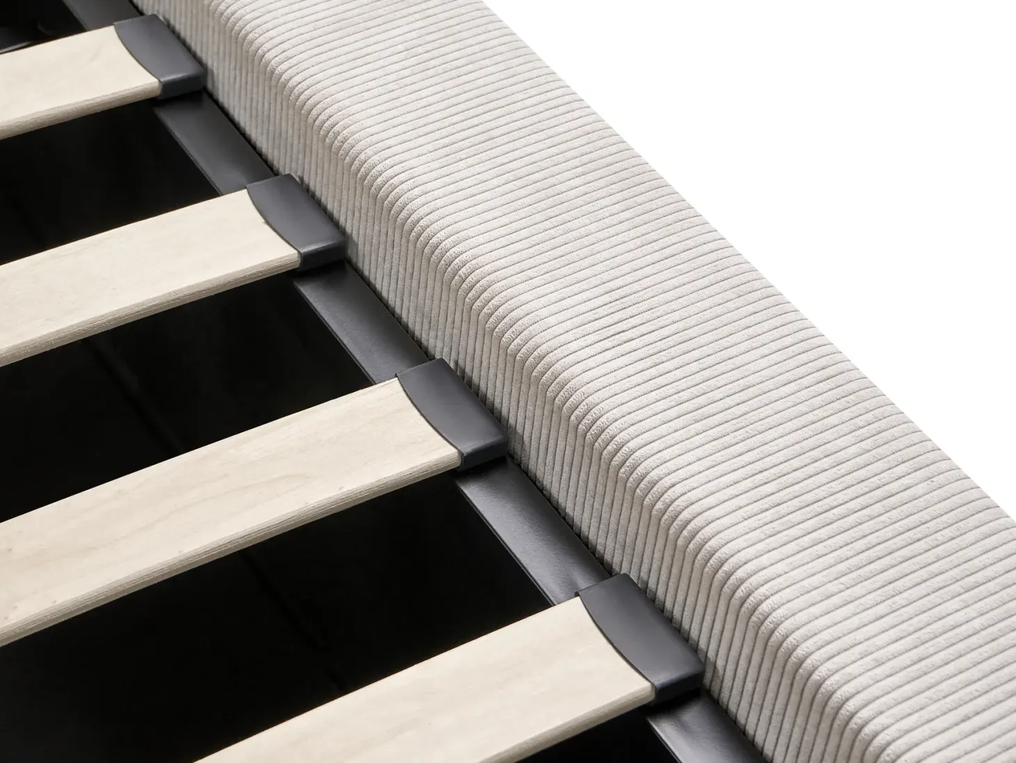 Seng med opbevaring LILLEBONNE Fløjl Lys Beige 160 x 200 cm