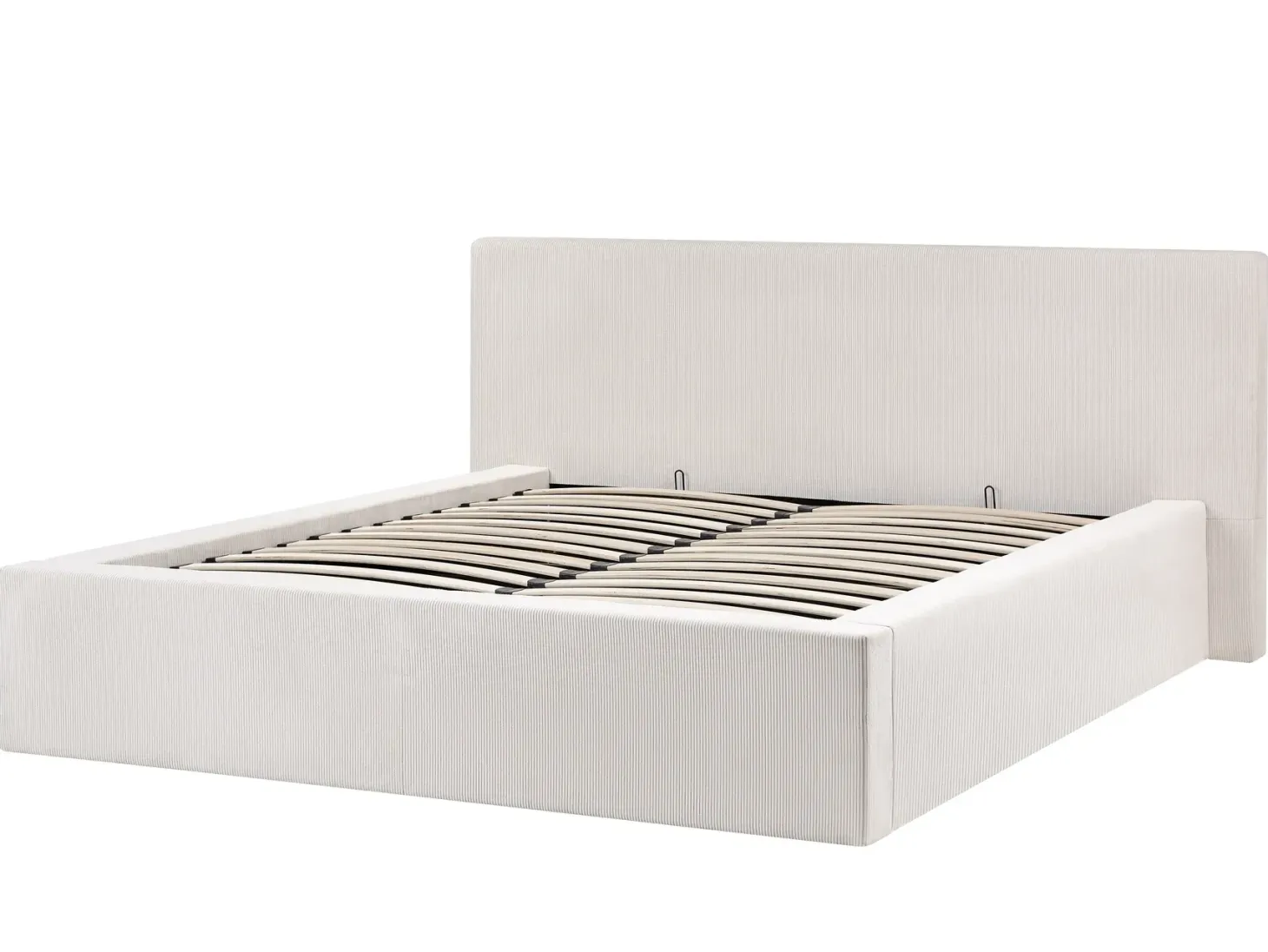 Seng med opbevaring LILLEBONNE Fløjl Lys Beige 160 x 200 cm