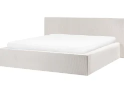 Seng med opbevaring LILLEBONNE Fløjl Lys Beige 180 x 200 cm