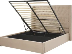 Seng med opbevaring LUBBON Velour Beige 160 x 200 cm