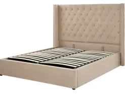 Seng med opbevaring LUBBON Velour Beige 160 x 200 cm