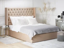 Seng med opbevaring LUBBON Velour Beige 160 x 200 cm