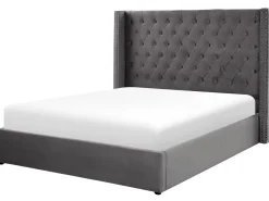 Seng med opbevaring LUBBON Velour Grå 180 x 200 cm
