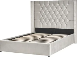Seng med opbevaring LUBBON Velour Lysegrå 140 x 200 cm