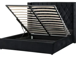 Seng med opbevaring LUBBON Velour Sort 160 x 200 cm