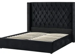 Seng med opbevaring LUBBON Velour Sort 160 x 200 cm