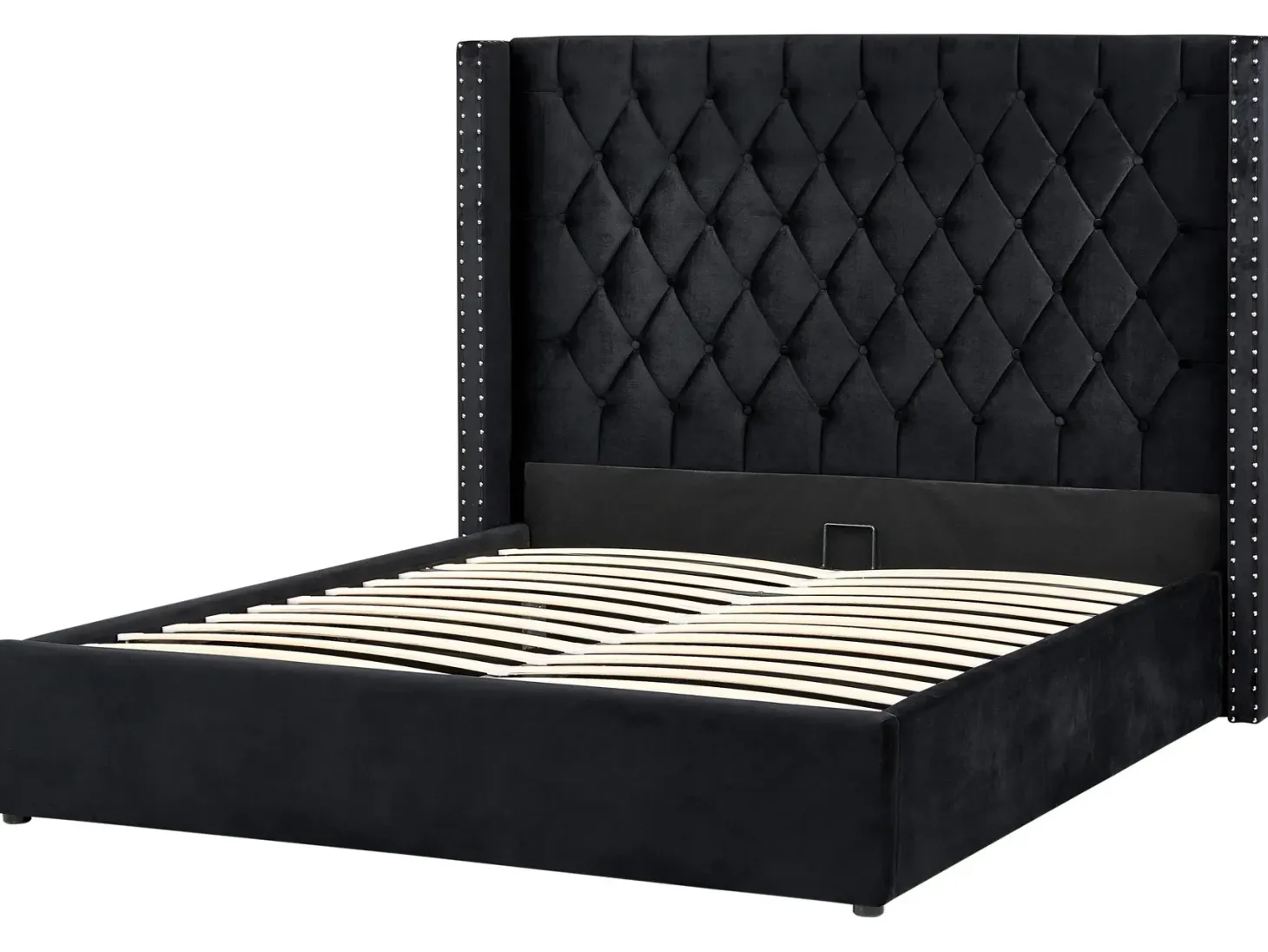 Seng med opbevaring LUBBON Velour Sort 160 x 200 cm
