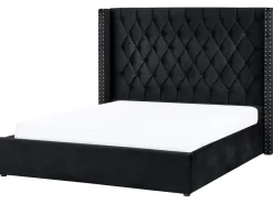 Seng med opbevaring LUBBON Velour Sort 160 x 200 cm