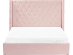 Seng med opbevaring LUBBON Velour Pastellrosa 160 x 200 cm