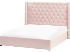 Seng med opbevaring LUBBON Velour Pastellrosa 160 x 200 cm