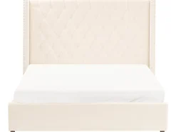 Seng med opbevaring LUBBON Velour Cremehvid 160 x 200 cm