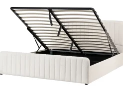 Seng med opbevaring LUNAN Boucle Hvid 180 x 200 cm