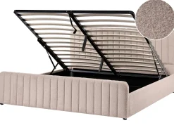 Seng med opbevaring LUNAN Boucle Beige 180 x 200 cm