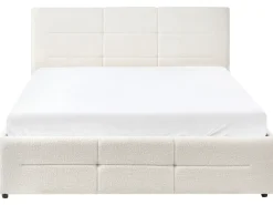 Seng med opbevaring MASSOGNES Boucle Cremehvid 140 x 200 cm