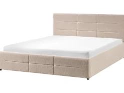 Seng med opbevaring MASSOGNES Boucle Beige 160 x 200 cm