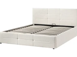 Seng med opbevaring MASSOGNES Boucle Cremehvid 160 x 200 cm