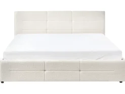 Seng med opbevaring MASSOGNES Boucle Cremehvid 180 x 200 cm