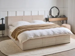 Seng med opbevaring MASSOGNES Boucle Beige 180 x 200 cm
