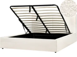 Seng med opbevaring MOISSAC Boucle Cremehvid 160 x 200 cm