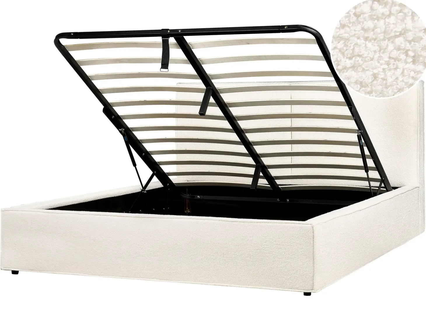 Seng med opbevaring MOISSAC Boucle Cremehvid 160 x 200 cm