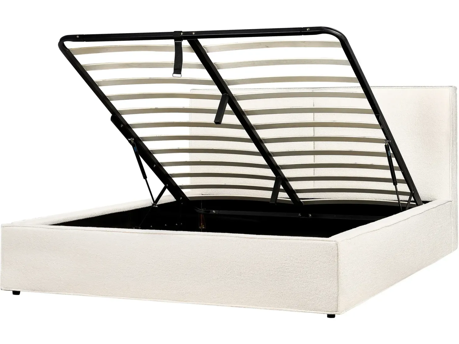 Seng med opbevaring MOISSAC Boucle Cremehvid 160 x 200 cm