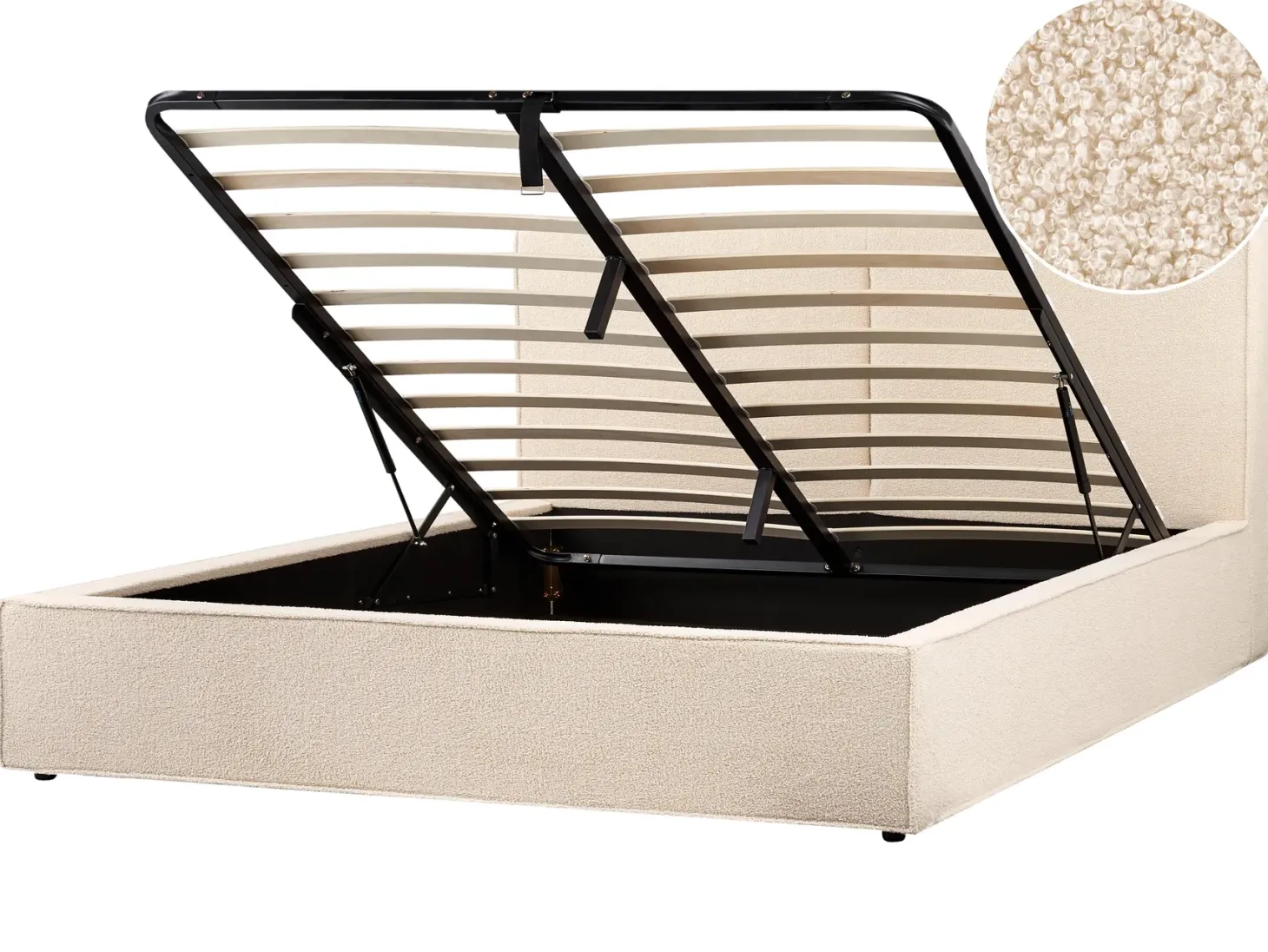 Seng med opbevaring MOISSAC Boucle Beige 180 x 200 cm